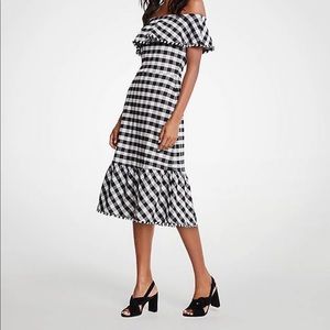 NWT Ann Taylor Off-the-Shoulder Gingham Dress